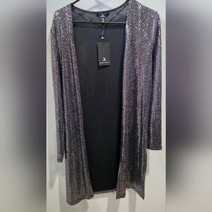 Jules & Leopold Metallic Black Cardigan